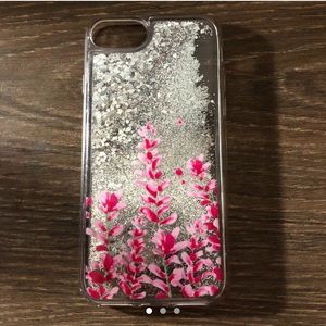 Pink and grey liquid glitter phone case.